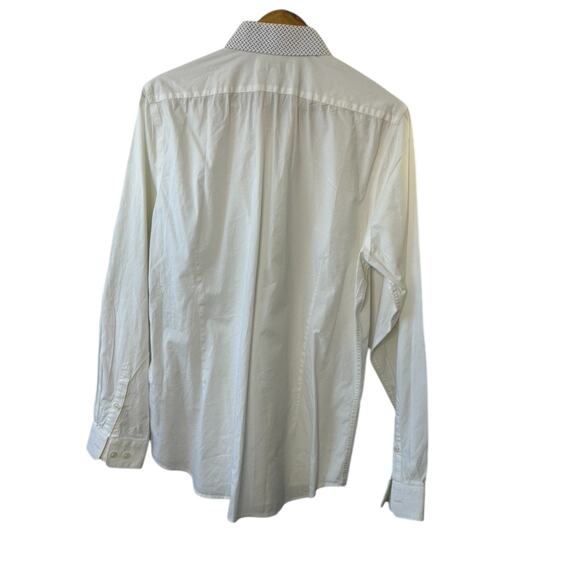 Express Extra Slim White w/ Black Pattern Button-Up Shirt Men's Large 16-16.5 - Picture 5 of 6